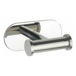 WENKO Crochet Porte Serviette Duo Orea, Crochet Porte Manteau Fixation Sans Perçage Turbo-Loc®, Acier Inox, 10x4,5x6,5 Cm, Brillant