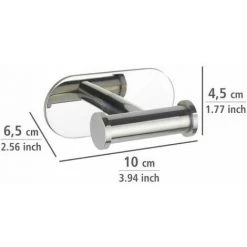 WENKO Crochet Porte Serviette Duo Orea, Crochet Porte Manteau Fixation Sans Perçage Turbo-Loc®, Acier Inox, 10x4,5x6,5 Cm, Brillant -WENKO Soldes 18940084 4
