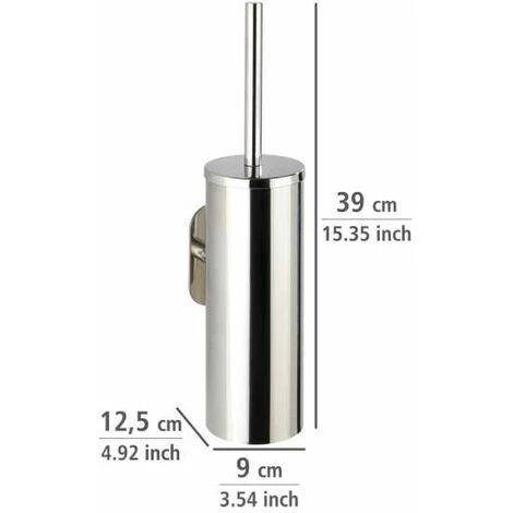 WENKO Brosse WC Suspendue Orea, Brosse WC Murale Fixation Sans Perçage Turbo-Loc®, Acier Inox, 9x39x12,5 Cm, Brillant 6 WENKO Brosse WC Suspendue Orea, Brosse WC Murale Fixation Sans Perçage Turbo-Loc®, Acier Inox, 9x39x12,5 Cm, Brillant – Image 4