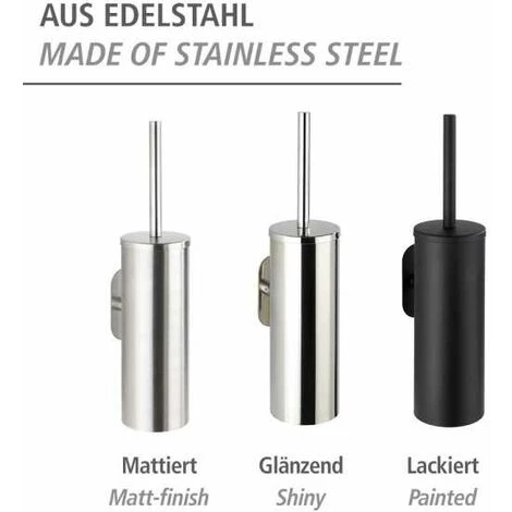 WENKO Brosse WC Suspendue Orea, Brosse WC Murale Fixation Sans Perçage Turbo-Loc®, Acier Inox, 9x39x12,5 Cm, Brillant 7 WENKO Brosse WC Suspendue Orea, Brosse WC Murale Fixation Sans Perçage Turbo-Loc®, Acier Inox, 9x39x12,5 Cm, Brillant – Image 5