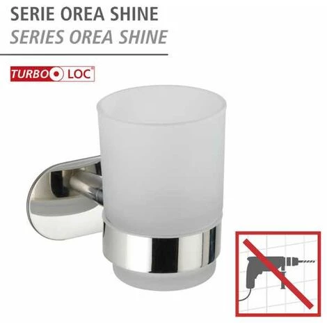 WENKO Porte Brosse à Dent Mural Uno Orea Shine, Gobelet Salle De Bain Mural, Fixation Sans Perçage Turbo-Loc®, Acier Inox - Verre Satiné, 10x9,5x10 Cm, Brillant 4 WENKO Porte Brosse à Dent Mural Uno Orea Shine, Gobelet Salle De Bain Mural, Fixation Sans Perçage Turbo-Loc®, Acier Inox - Verre Satiné, 10x9,5x10 Cm, Brillant – Image 2