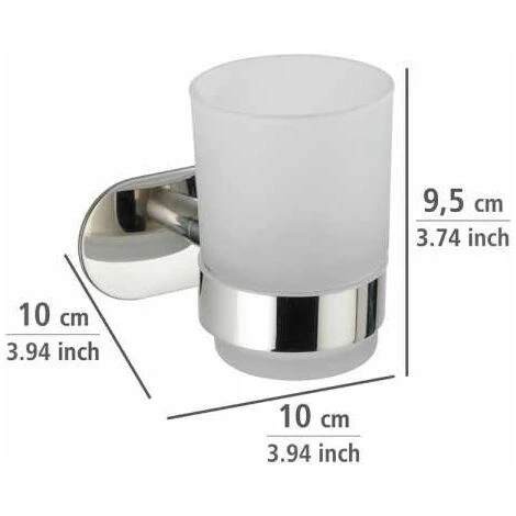 WENKO Porte Brosse à Dent Mural Uno Orea Shine, Gobelet Salle De Bain Mural, Fixation Sans Perçage Turbo-Loc®, Acier Inox - Verre Satiné, 10x9,5x10 Cm, Brillant 6 WENKO Porte Brosse à Dent Mural Uno Orea Shine, Gobelet Salle De Bain Mural, Fixation Sans Perçage Turbo-Loc®, Acier Inox - Verre Satiné, 10x9,5x10 Cm, Brillant – Image 4
