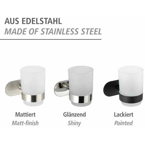 WENKO Porte Brosse à Dent Mural Uno Orea Shine, Gobelet Salle De Bain Mural, Fixation Sans Perçage Turbo-Loc®, Acier Inox - Verre Satiné, 10x9,5x10 Cm, Brillant 7 WENKO Porte Brosse à Dent Mural Uno Orea Shine, Gobelet Salle De Bain Mural, Fixation Sans Perçage Turbo-Loc®, Acier Inox - Verre Satiné, 10x9,5x10 Cm, Brillant – Image 5