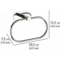WENKO Porte Serviette Salle De Bain Mural Orea, Anneau Porte-serviette Fixation Sans Perçage Turbo-Loc®, Acier Inox, 20,5x12,5x7,5 Cm, Brillant -WENKO Soldes 18940104 4