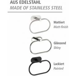 WENKO Porte Serviette Salle De Bain Mural Orea, Anneau Porte-serviette Fixation Sans Perçage Turbo-Loc®, Acier Inox, 20,5x12,5x7,5 Cm, Brillant -WENKO Soldes 18940104 5