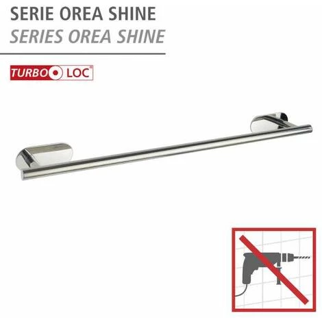 WENKO Porte Serviette Salle De Bain Mural Uno Orea, Barre Porte Serviette Fixation Sans Perçage Turbo-Loc®, Acier Inox, 60x4,5x7 Cm, Brillant 4 WENKO Porte Serviette Salle De Bain Mural Uno Orea, Barre Porte Serviette Fixation Sans Perçage Turbo-Loc®, Acier Inox, 60x4,5x7 Cm, Brillant – Image 2