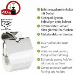 WENKO Turbo-Loc® Dérouleur Papier WC Avec Couvercle Orea Shine 9 WENKO Turbo-Loc® Dérouleur Papier WC Avec Couvercle Orea Shine -WENKO Soldes 18940112 3