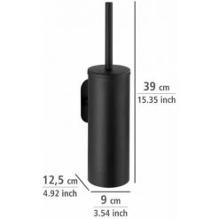 WENKO Brosse WC Suspendue Orea Black, Brosse WC Murale Fixation Sans Perçage Turbo-Loc®, Acier Inox, 9x39x12,5 Cm, Noir Mat -WENKO Soldes 18940124 4