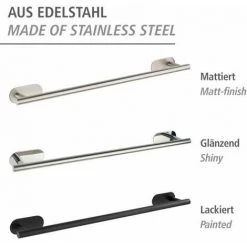 WENKO Porte Serviette Salle De Bain Mural Uno Orea Black, Barre Porte Serviette Fixation Sans Perçage Turbo-Loc®, Acier Inox, 60x4,5x7 Cm, Noir Mat -WENKO Soldes 18940140 5