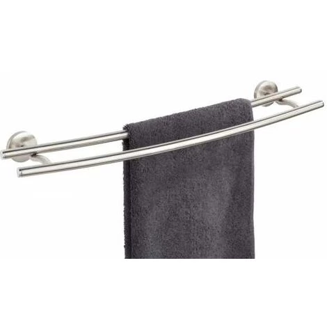 WENKO Porte Serviette Salle De Bain Mural Duo Cuba, 2 Barres Porte-serviettes Murales, Zinc Inox, 58x5x14 Cm, Mat 4 WENKO Porte Serviette Salle De Bain Mural Duo Cuba, 2 Barres Porte-serviettes Murales, Zinc Inox, 58x5x14 Cm, Mat – Image 2