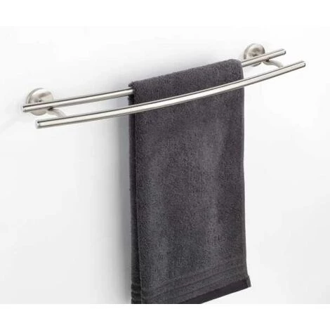 WENKO Porte Serviette Salle De Bain Mural Duo Cuba, 2 Barres Porte-serviettes Murales, Zinc Inox, 58x5x14 Cm, Mat 5 WENKO Porte Serviette Salle De Bain Mural Duo Cuba, 2 Barres Porte-serviettes Murales, Zinc Inox, 58x5x14 Cm, Mat – Image 3