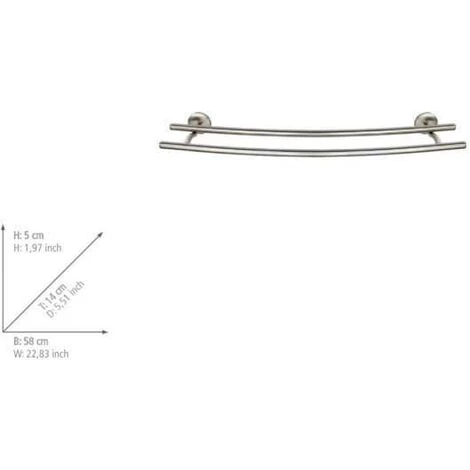 WENKO Porte Serviette Salle De Bain Mural Duo Cuba, 2 Barres Porte-serviettes Murales, Zinc Inox, 58x5x14 Cm, Mat 6 WENKO Porte Serviette Salle De Bain Mural Duo Cuba, 2 Barres Porte-serviettes Murales, Zinc Inox, 58x5x14 Cm, Mat – Image 4