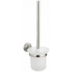 WENKO Brosse WC Murale Cuba, Brosse WC Suspendue, Brosse WC Noire, Zinc Inox - Verre Satiné, 11,5x35x15 Cm, Mat