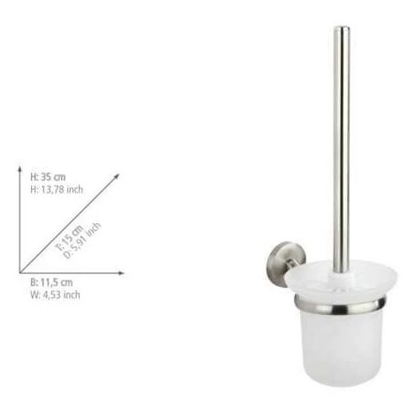 WENKO Brosse WC Murale Cuba, Brosse WC Suspendue, Brosse WC Noire, Zinc Inox - Verre Satiné, 11,5x35x15 Cm, Mat 6 WENKO Brosse WC Murale Cuba, Brosse WC Suspendue, Brosse WC Noire, Zinc Inox - Verre Satiné, 11,5x35x15 Cm, Mat – Image 4