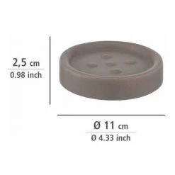 WENKO Porte Savon Céramique Polaris, Porte Savon Rond, Céramique, ø11 X 2.5 Cm, Taupe Mat -WENKO Soldes 18940168 4