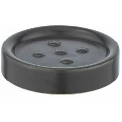 WENKO Porte Savon Céramique Polaris, Porte Savon Rond, Céramique, ø11 X 2.5 Cm, Gris Mat