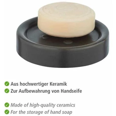 WENKO Porte Savon Céramique Polaris, Porte Savon Rond, Céramique, ø11 X 2.5 Cm, Gris Mat 4 WENKO Porte Savon Céramique Polaris, Porte Savon Rond, Céramique, ø11 X 2.5 Cm, Gris Mat – Image 2