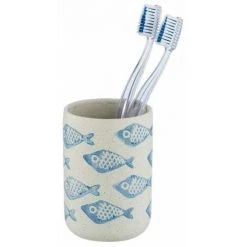 WENKO Porte Brosse à Dent Aquamarin, Gobelet Salle De Bain, Céramique Matte Peinte à La Main, Ø 8x11 Cm, Beige - Bleu 8 WENKO Porte Brosse à Dent Aquamarin, Gobelet Salle De Bain, Céramique Matte Peinte à La Main, Ø 8x11 Cm, Beige - Bleu -WENKO Soldes 18940181 3