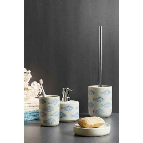 WENKO Porte Brosse à Dent Aquamarin, Gobelet Salle De Bain, Céramique Matte Peinte à La Main, Ø 8x11 Cm, Beige - Bleu 6 WENKO Porte Brosse à Dent Aquamarin, Gobelet Salle De Bain, Céramique Matte Peinte à La Main, Ø 8x11 Cm, Beige - Bleu – Image 4