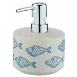 WENKO Distributeur Savon Liquide Aquamarin, Capacité 475 Ml, Céramique Matte Peinte à La Main, Ø 10 X 13,2 Cm, Beige - Bleu -WENKO Soldes 18940186 2