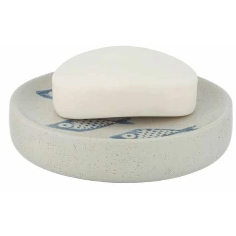 WENKO Porte Savon Céramique Aquamarine, Porte Savon Rond, Céramique Matte Peinte à La Main, Ø 10 X 3 Cm, Bleu - Beige 5 WENKO Porte Savon Céramique Aquamarine, Porte Savon Rond, Céramique Matte Peinte à La Main, Ø 10 X 3 Cm, Bleu - Beige – Image 3