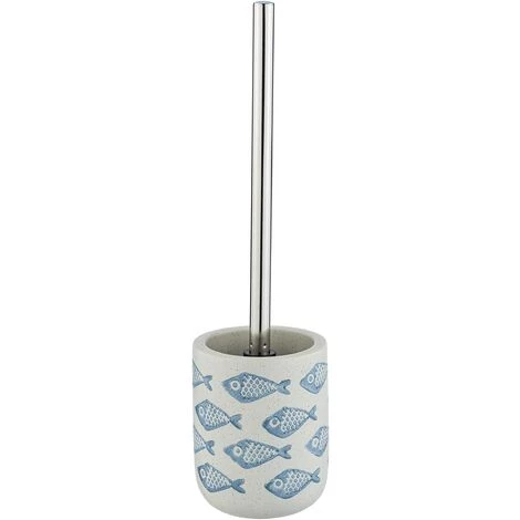 WENKO Porte Brosse WC Aquamarin, Brosse WC Noire, Céramique Matte Peinte à La Main, Ø 10 X 40 Cm, Beige - Bleu 3 WENKO Porte Brosse WC Aquamarin, Brosse WC Noire, Céramique Matte Peinte à La Main, Ø 10 X 40 Cm, Beige - Bleu