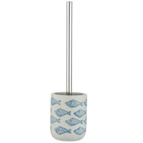 WENKO Porte Brosse WC Aquamarin, Brosse WC Noire, Céramique Matte Peinte à La Main, Ø 10 X 40 Cm, Beige - Bleu 4 WENKO Porte Brosse WC Aquamarin, Brosse WC Noire, Céramique Matte Peinte à La Main, Ø 10 X 40 Cm, Beige - Bleu – Image 2