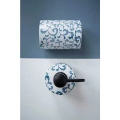 WENKO Distributeur Savon Liquide Mirabello, Capacité 400 Ml, Céramique Avec Ornement Peint à La Main, Ø 8,5 X 15 Cm, Blanc - Bleu -WENKO Soldes 18940205 4