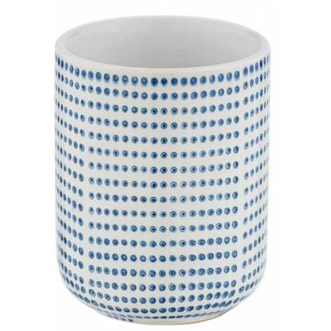 WENKO Gobelet Salle De Bain Nole, Porte Brosse à Dent, Céramique à Pois Peint à La Main, Ø 7,5 X 9,5 Cm, Bleu - Blanc 4 WENKO Gobelet Salle De Bain Nole, Porte Brosse à Dent, Céramique à Pois Peint à La Main, Ø 7,5 X 9,5 Cm, Bleu - Blanc – Image 2