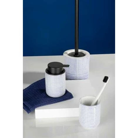 WENKO Gobelet Salle De Bain Nole, Porte Brosse à Dent, Céramique à Pois Peint à La Main, Ø 7,5 X 9,5 Cm, Bleu - Blanc 6 WENKO Gobelet Salle De Bain Nole, Porte Brosse à Dent, Céramique à Pois Peint à La Main, Ø 7,5 X 9,5 Cm, Bleu - Blanc – Image 4
