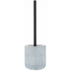 WENKO Porte Brosse WC Nole, Brosse WC Noire, Céramique à Pois Peinte à La Main, Ø 11,5 X 39,5 Cm, Blanc - Bleu -WENKO Soldes 18940223 2
