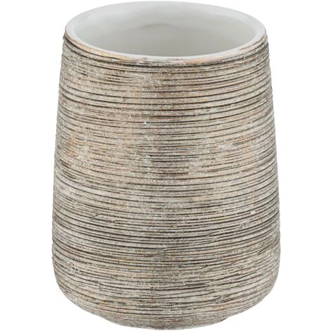 WENKO Porte Brosse à Dent Fedio, Gobelet Salle De Bain, Céramique En Relief Peinte à La Main, Ø 8 X 11 Cm, Doré 3 WENKO Porte Brosse à Dent Fedio, Gobelet Salle De Bain, Céramique En Relief Peinte à La Main, Ø 8 X 11 Cm, Doré