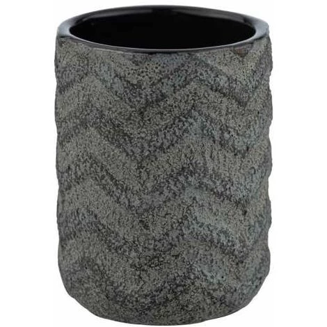 WENKO Porte Brosse à Dent Mantua, Gobelet Salle De Bain, Céramique En Relief Peint à La Main, Ø 7,5 X 10 Cm, Noir 3 WENKO Porte Brosse à Dent Mantua, Gobelet Salle De Bain, Céramique En Relief Peint à La Main, Ø 7,5 X 10 Cm, Noir