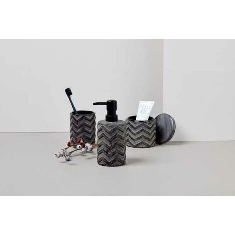 WENKO Porte Brosse à Dent Mantua, Gobelet Salle De Bain, Céramique En Relief Peint à La Main, Ø 7,5 X 10 Cm, Noir 7 WENKO Porte Brosse à Dent Mantua, Gobelet Salle De Bain, Céramique En Relief Peint à La Main, Ø 7,5 X 10 Cm, Noir – Image 5