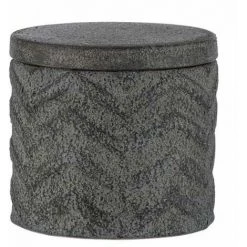 WENKO Boite Rangement Avec Couvercle Salle De Bain Mantua, Petite Boite Salle De Bain Céramique En Relief Peint à La Main, Ø 10,3 X 11,5 Cm, Noir