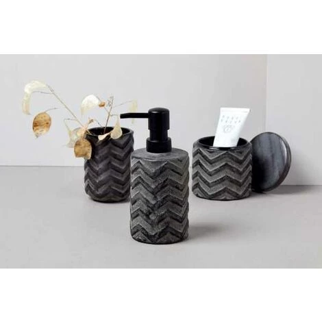 WENKO Boite Rangement Avec Couvercle Salle De Bain Mantua, Petite Boite Salle De Bain Céramique En Relief Peint à La Main, Ø 10,3 X 11,5 Cm, Noir 5 WENKO Boite Rangement Avec Couvercle Salle De Bain Mantua, Petite Boite Salle De Bain Céramique En Relief Peint à La Main, Ø 10,3 X 11,5 Cm, Noir – Image 3