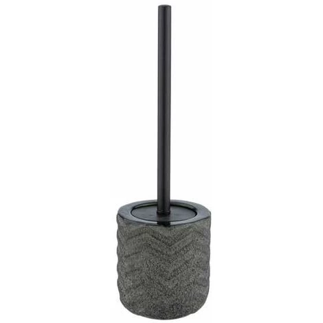 WENKO Porte Brosse WC Mantua, Brosse WC Noire, Céramique En Relief Peint à La Main, Ø 8 X 10 Cm, Noir 3 WENKO Porte Brosse WC Mantua, Brosse WC Noire, Céramique En Relief Peint à La Main, Ø 8 X 10 Cm, Noir