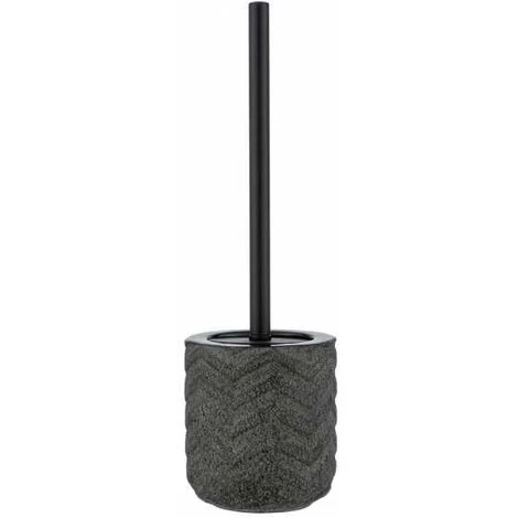 WENKO Porte Brosse WC Mantua, Brosse WC Noire, Céramique En Relief Peint à La Main, Ø 8 X 10 Cm, Noir 4 WENKO Porte Brosse WC Mantua, Brosse WC Noire, Céramique En Relief Peint à La Main, Ø 8 X 10 Cm, Noir – Image 2
