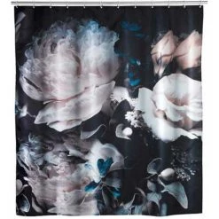 WENKO Rideau De Douche Antimoisissure Peony, Rideau De Douche Original, Lavable En Machine Et Waterproof, 12 Anneaux Rideau De Douche En Plastique Blanc Inclus, Polyester, 180x200 Cm, Multicolore