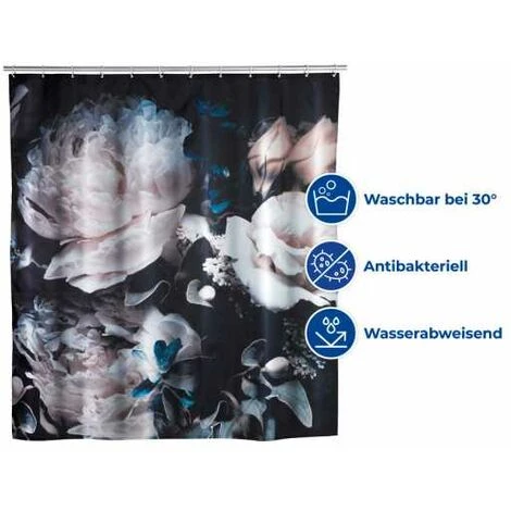WENKO Rideau De Douche Antimoisissure Peony, Rideau De Douche Original, Lavable En Machine Et Waterproof, 12 Anneaux Rideau De Douche En Plastique Blanc Inclus, Polyester, 180x200 Cm, Multicolore 5 WENKO Rideau De Douche Antimoisissure Peony, Rideau De Douche Original, Lavable En Machine Et Waterproof, 12 Anneaux Rideau De Douche En Plastique Blanc Inclus, Polyester, 180x200 Cm, Multicolore – Image 3