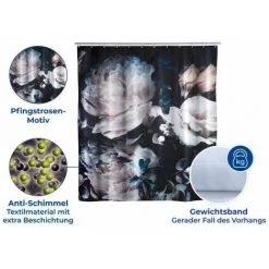 WENKO Rideau De Douche Antimoisissure Peony, Rideau De Douche Original, Lavable En Machine Et Waterproof, 12 Anneaux Rideau De Douche En Plastique Blanc Inclus, Polyester, 180x200 Cm, Multicolore 11 WENKO Rideau De Douche Antimoisissure Peony, Rideau De Douche Original, Lavable En Machine Et Waterproof, 12 Anneaux Rideau De Douche En Plastique Blanc Inclus, Polyester, 180x200 Cm, Multicolore -WENKO Soldes 18940282 5