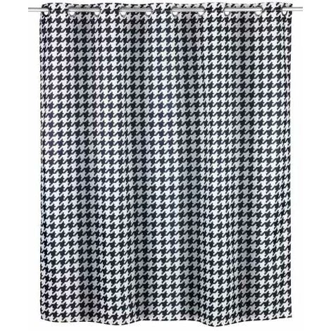 WENKO Rideau De Douche Antimoisissure Fashion Comfort Flex, Rideau De Douche Original, Lavable En Machine Et Waterproof, 10 Anneaux Rideau De Douche Intégrés, Polyester, 180x200 Cm, Noir - Blanc 3 WENKO Rideau De Douche Antimoisissure Fashion Comfort Flex, Rideau De Douche Original, Lavable En Machine Et Waterproof, 10 Anneaux Rideau De Douche Intégrés, Polyester, 180x200 Cm, Noir - Blanc