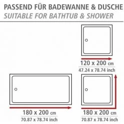 WENKO Rideau De Douche Antimoisissure Fashion Comfort Flex, Rideau De Douche Original, Lavable En Machine Et Waterproof, 10 Anneaux Rideau De Douche Intégrés, Polyester, 180x200 Cm, Noir - Blanc 11 WENKO Rideau De Douche Antimoisissure Fashion Comfort Flex, Rideau De Douche Original, Lavable En Machine Et Waterproof, 10 Anneaux Rideau De Douche Intégrés, Polyester, 180x200 Cm, Noir - Blanc -WENKO Soldes 18940315 5