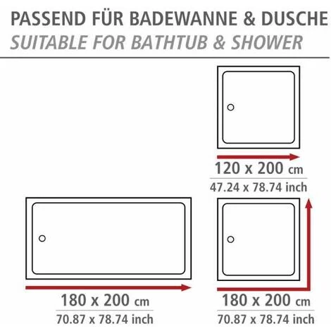 WENKO Rideau De Douche Antimoisissure Aquamarin, Rideau De Douche Original, Lavable En Machine Et Waterproof, 12 Anneaux Rideau De Douche En Plastique Blanc Inclus, Polyester, 180x200 Cm, Bleu - Blanc 7 WENKO Rideau De Douche Antimoisissure Aquamarin, Rideau De Douche Original, Lavable En Machine Et Waterproof, 12 Anneaux Rideau De Douche En Plastique Blanc Inclus, Polyester, 180x200 Cm, Bleu - Blanc – Image 5