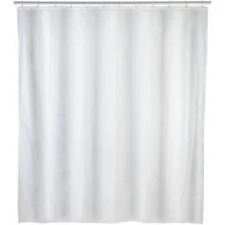 WENKO Rideau De Douche Antimoisissure Blanc, Rideau De Douche 120x200 Cm, Lavable En Machine Et Waterproof, 8 Anneaux Rideau De Douche En Plastique Blanc Inclus, 100% Polyester, 120x200 Cm, Blanc