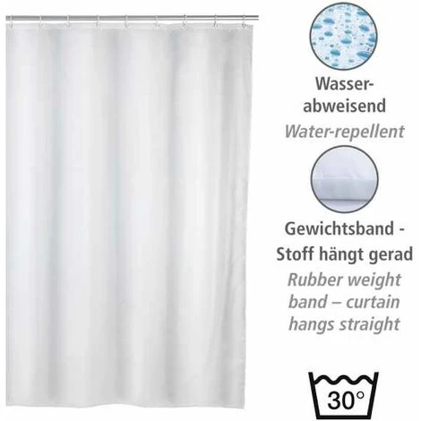 WENKO Rideau De Douche Antimoisissure Blanc, Rideau De Douche 120x200 Cm, Lavable En Machine Et Waterproof, 8 Anneaux Rideau De Douche En Plastique Blanc Inclus, 100% Polyester, 120x200 Cm, Blanc 5 WENKO Rideau De Douche Antimoisissure Blanc, Rideau De Douche 120x200 Cm, Lavable En Machine Et Waterproof, 8 Anneaux Rideau De Douche En Plastique Blanc Inclus, 100% Polyester, 120x200 Cm, Blanc – Image 3