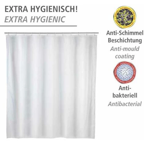 WENKO Rideau De Douche Antimoisissure Blanc, Rideau De Douche 120x200 Cm, Lavable En Machine Et Waterproof, 8 Anneaux Rideau De Douche En Plastique Blanc Inclus, 100% Polyester, 120x200 Cm, Blanc 6 WENKO Rideau De Douche Antimoisissure Blanc, Rideau De Douche 120x200 Cm, Lavable En Machine Et Waterproof, 8 Anneaux Rideau De Douche En Plastique Blanc Inclus, 100% Polyester, 120x200 Cm, Blanc – Image 4