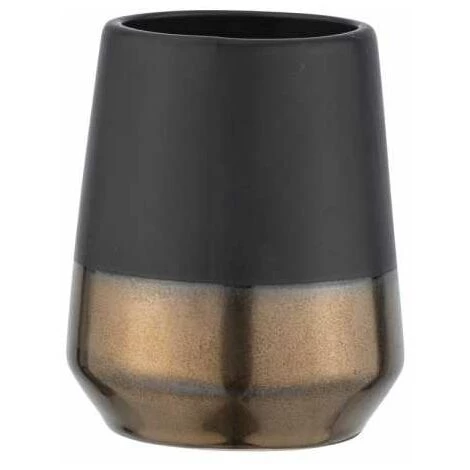 WENKO Porte Brosse à Dent Brandol, Gobelet Salle De Bain, Céramique, Ø 8x10 Cm, Noir - Cuivre 3 WENKO Porte Brosse à Dent Brandol, Gobelet Salle De Bain, Céramique, Ø 8x10 Cm, Noir - Cuivre