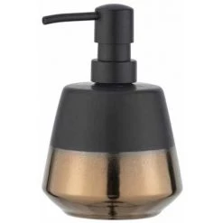 WENKO Distributeur De Savon Liquide Brandol, Capacité 450 Ml, Céramique, 9,8x14,1x9,8 Cm, Noir - Cuivre