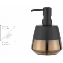 WENKO Distributeur De Savon Liquide Brandol, Capacité 450 Ml, Céramique, 9,8x14,1x9,8 Cm, Noir - Cuivre -WENKO Soldes 18940363 4